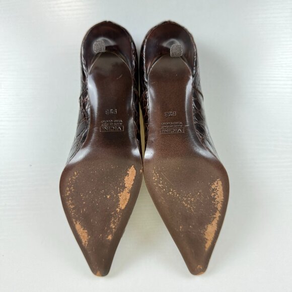 Giuseppe Zanotti Croc Embossed Leather Pointed Toe Pumps - Picture 10 of 11